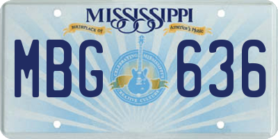 MS license plate MBG636