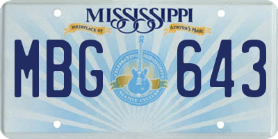 MS license plate MBG643
