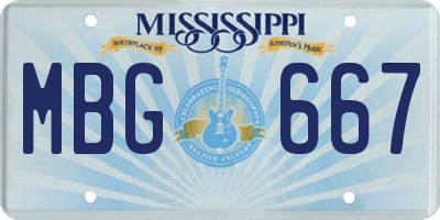 MS license plate MBG667