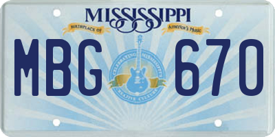 MS license plate MBG670
