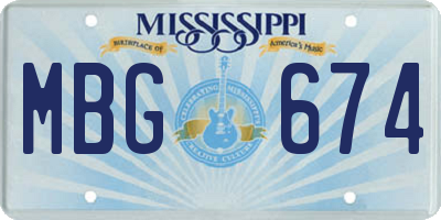 MS license plate MBG674