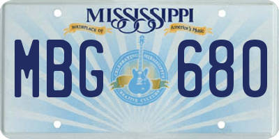 MS license plate MBG680