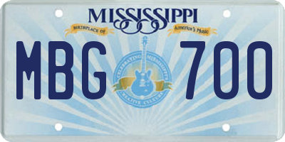 MS license plate MBG700