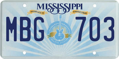 MS license plate MBG703