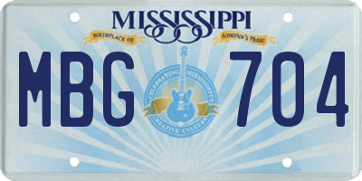 MS license plate MBG704