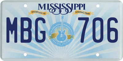 MS license plate MBG706