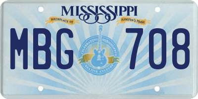MS license plate MBG708