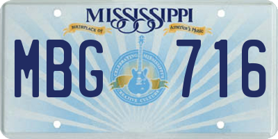 MS license plate MBG716
