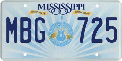 MS license plate MBG725