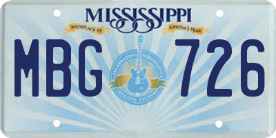 MS license plate MBG726