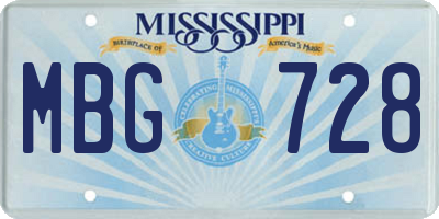 MS license plate MBG728