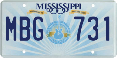 MS license plate MBG731