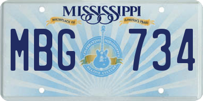 MS license plate MBG734