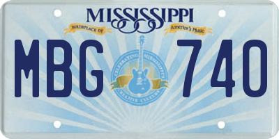 MS license plate MBG740