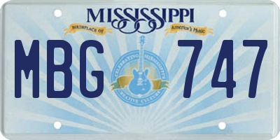 MS license plate MBG747