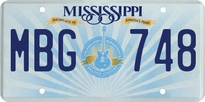 MS license plate MBG748