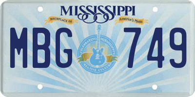 MS license plate MBG749