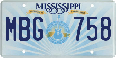 MS license plate MBG758