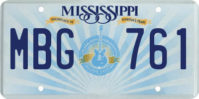 MS license plate MBG761