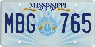 MS license plate MBG765