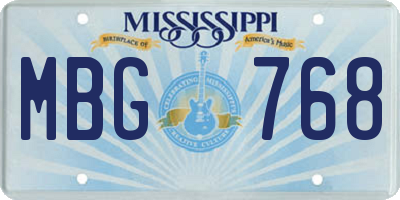 MS license plate MBG768