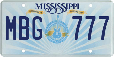 MS license plate MBG777