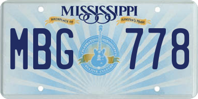 MS license plate MBG778