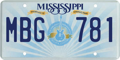 MS license plate MBG781