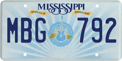 MS license plate MBG792