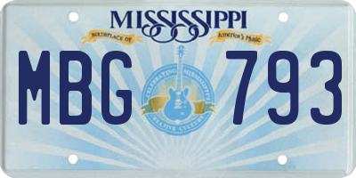 MS license plate MBG793