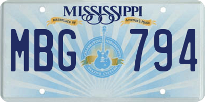 MS license plate MBG794