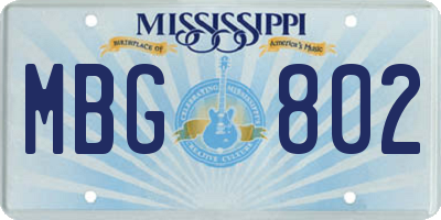 MS license plate MBG802