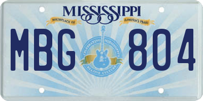 MS license plate MBG804