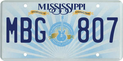 MS license plate MBG807