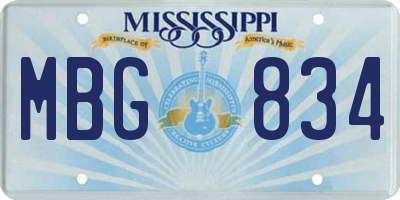 MS license plate MBG834