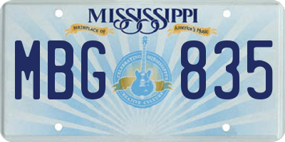 MS license plate MBG835