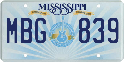 MS license plate MBG839