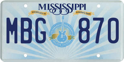 MS license plate MBG870