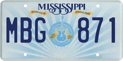 MS license plate MBG871