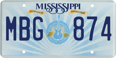 MS license plate MBG874