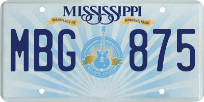 MS license plate MBG875