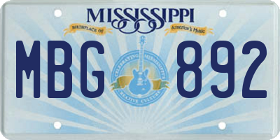 MS license plate MBG892