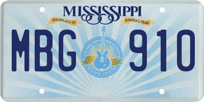 MS license plate MBG910