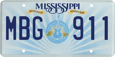 MS license plate MBG911