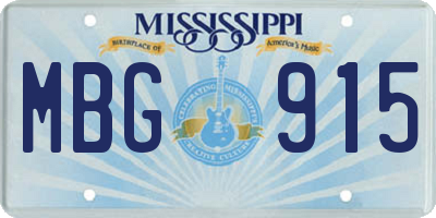 MS license plate MBG915