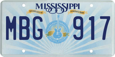 MS license plate MBG917