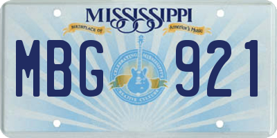 MS license plate MBG921
