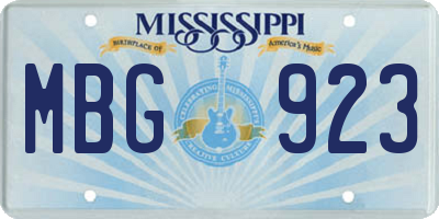MS license plate MBG923
