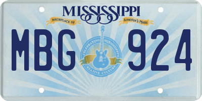 MS license plate MBG924