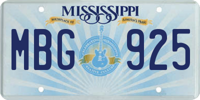 MS license plate MBG925